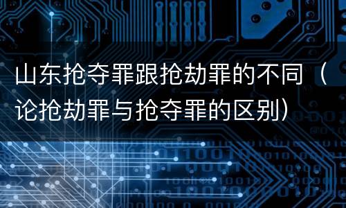 山东抢夺罪跟抢劫罪的不同（论抢劫罪与抢夺罪的区别）