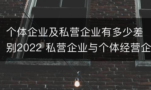 个体企业及私营企业有多少差别2022 私营企业与个体经营企业的区别