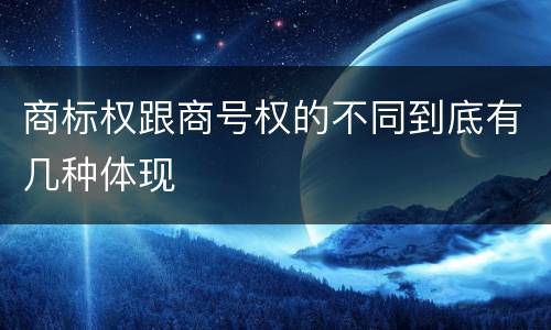 商标权跟商号权的不同到底有几种体现