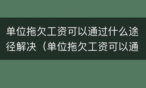 单位拖欠工资可以通过什么途径解决（单位拖欠工资可以通过什么途径解决呢）