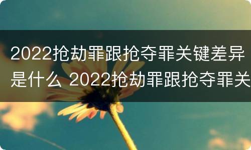 2022抢劫罪跟抢夺罪关键差异是什么 2022抢劫罪跟抢夺罪关键差异是什么呢