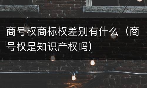 商号权商标权差别有什么（商号权是知识产权吗）