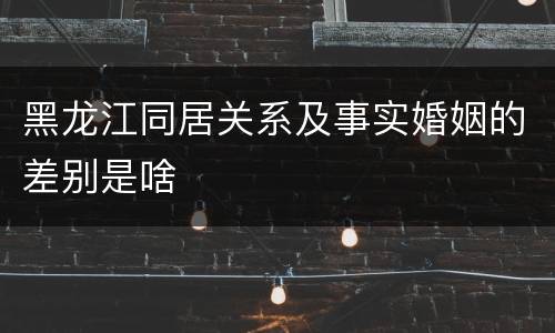 黑龙江同居关系及事实婚姻的差别是啥