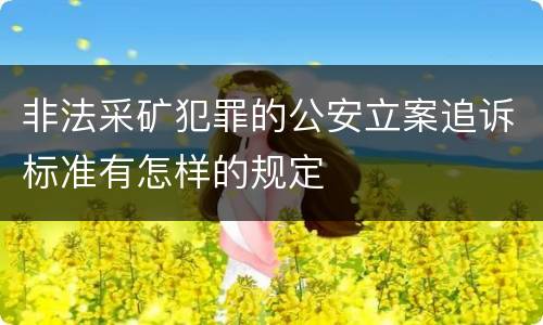 非法采矿犯罪的公安立案追诉标准有怎样的规定