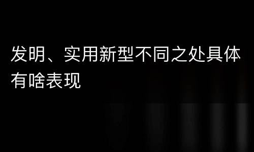 发明、实用新型不同之处具体有啥表现