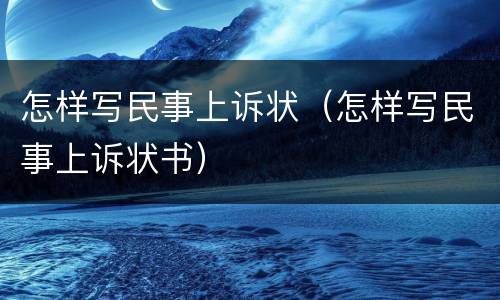 怎样写民事上诉状（怎样写民事上诉状书）