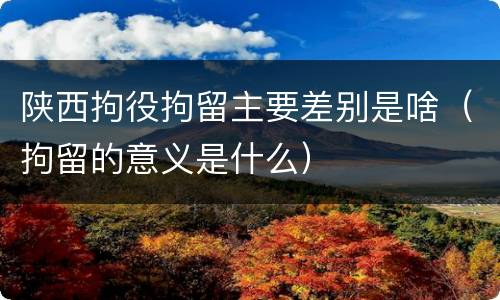 陕西拘役拘留主要差别是啥（拘留的意义是什么）