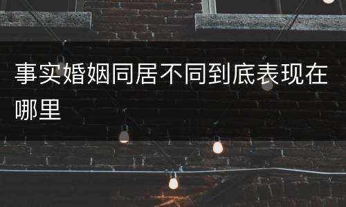 事实婚姻同居不同到底表现在哪里