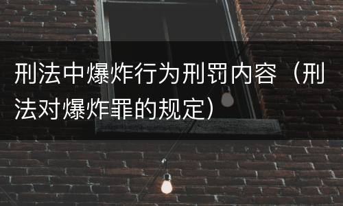 刑法中爆炸行为刑罚内容（刑法对爆炸罪的规定）
