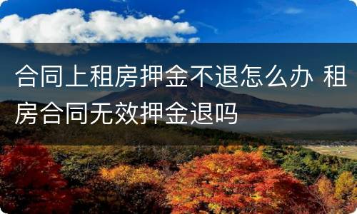 合同上租房押金不退怎么办 租房合同无效押金退吗