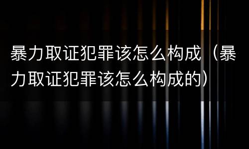 暴力取证犯罪该怎么构成（暴力取证犯罪该怎么构成的）