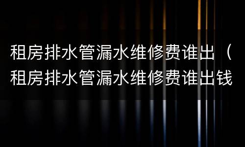 租房排水管漏水维修费谁出（租房排水管漏水维修费谁出钱）
