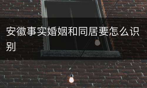 安徽事实婚姻和同居要怎么识别