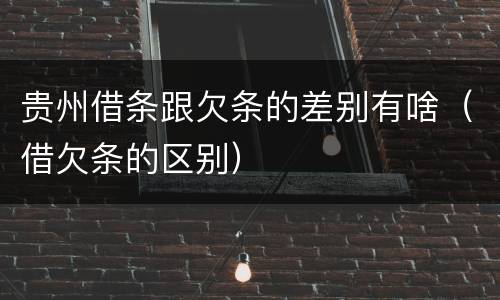 贵州借条跟欠条的差别有啥（借欠条的区别）