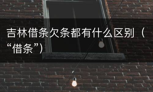 吉林借条欠条都有什么区别（“借条”）