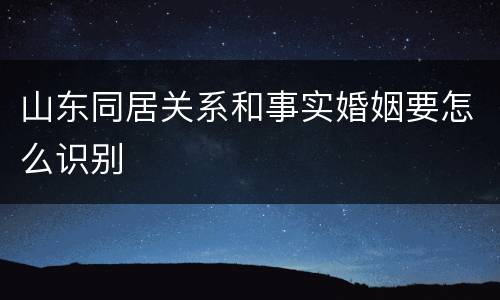 山东同居关系和事实婚姻要怎么识别