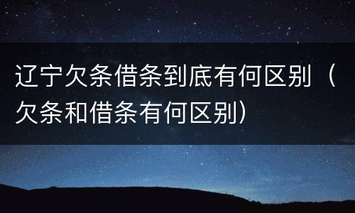 辽宁欠条借条到底有何区别（欠条和借条有何区别）