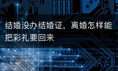 结婚没办结婚证，离婚怎样能把彩礼要回来