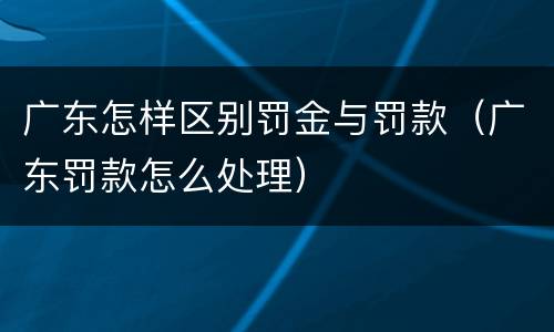 广东怎样区别罚金与罚款（广东罚款怎么处理）