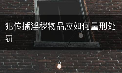 犯传播淫秽物品应如何量刑处罚