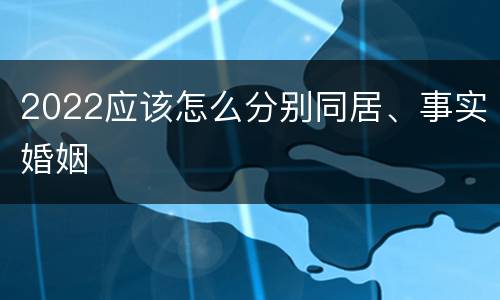 2022应该怎么分别同居、事实婚姻