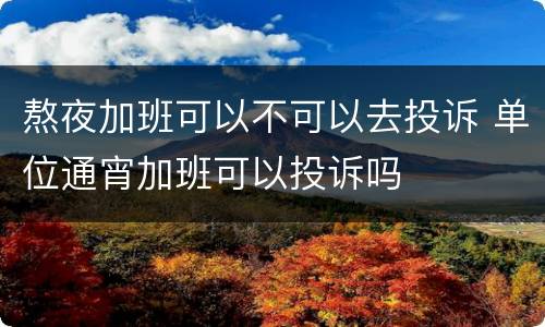 熬夜加班可以不可以去投诉 单位通宵加班可以投诉吗