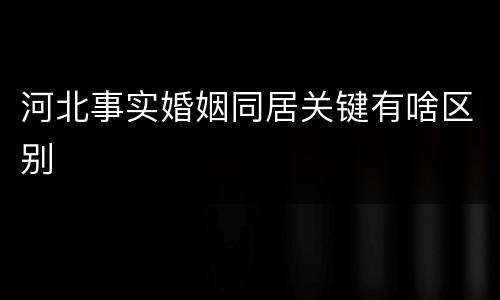 河北事实婚姻同居关键有啥区别