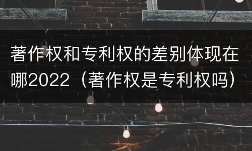 著作权和专利权的差别体现在哪2022（著作权是专利权吗）