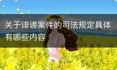 关于诽谤案件的司法规定具体有哪些内容