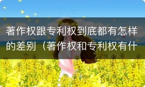著作权跟专利权到底都有怎样的差别（著作权和专利权有什么区别）