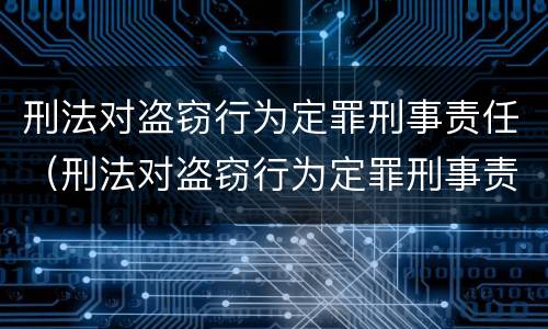 刑法对盗窃行为定罪刑事责任（刑法对盗窃行为定罪刑事责任的认定）