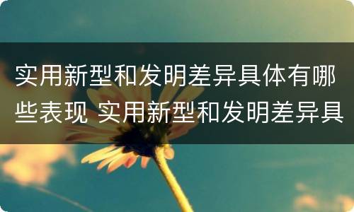 实用新型和发明差异具体有哪些表现 实用新型和发明差异具体有哪些表现和特点