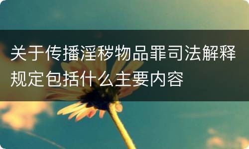 关于传播淫秽物品罪司法解释规定包括什么主要内容