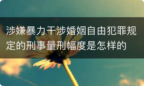 涉嫌暴力干涉婚姻自由犯罪规定的刑事量刑幅度是怎样的