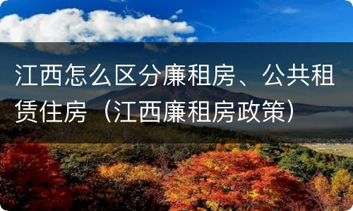 江西怎么区分廉租房、公共租赁住房（江西廉租房政策）