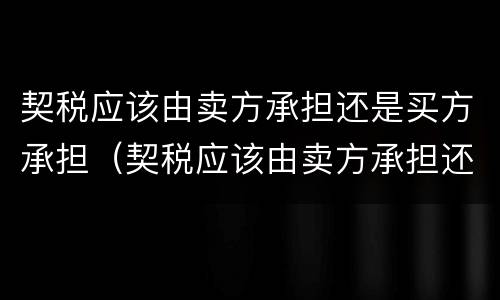 契税应该由卖方承担还是买方承担（契税应该由卖方承担还是买方承担呢）
