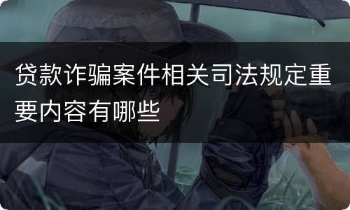 贷款诈骗案件相关司法规定重要内容有哪些
