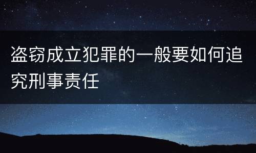 盗窃成立犯罪的一般要如何追究刑事责任
