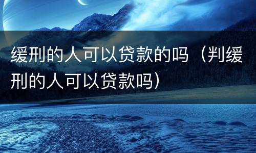 缓刑的人可以贷款的吗（判缓刑的人可以贷款吗）