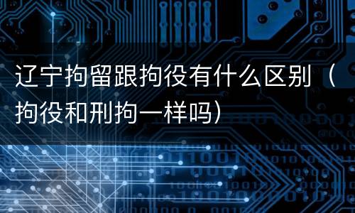 辽宁拘留跟拘役有什么区别（拘役和刑拘一样吗）