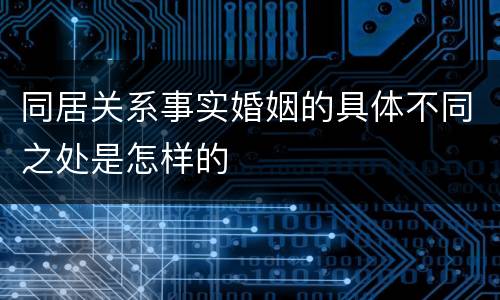 同居关系事实婚姻的具体不同之处是怎样的