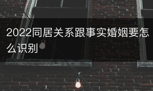 2022同居关系跟事实婚姻要怎么识别