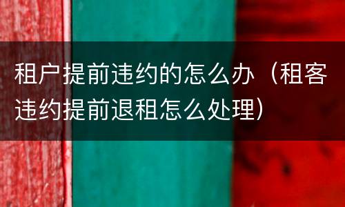 租户提前违约的怎么办（租客违约提前退租怎么处理）