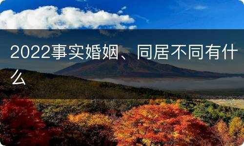 2022事实婚姻、同居不同有什么