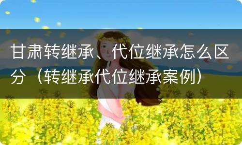 甘肃转继承、代位继承怎么区分（转继承代位继承案例）