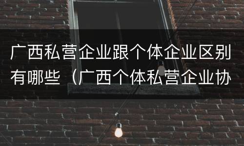 广西私营企业跟个体企业区别有哪些（广西个体私营企业协会）