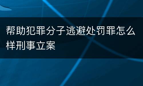 帮助犯罪分子逃避处罚罪怎么样刑事立案