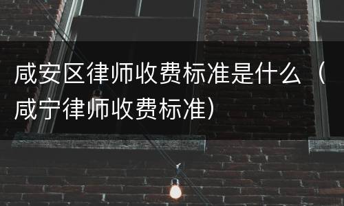 咸安区律师收费标准是什么（咸宁律师收费标准）