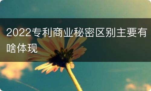 2022专利商业秘密区别主要有啥体现