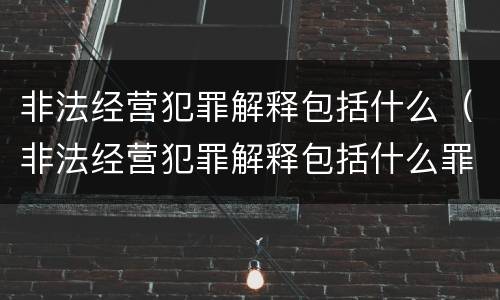 非法经营犯罪解释包括什么（非法经营犯罪解释包括什么罪名）